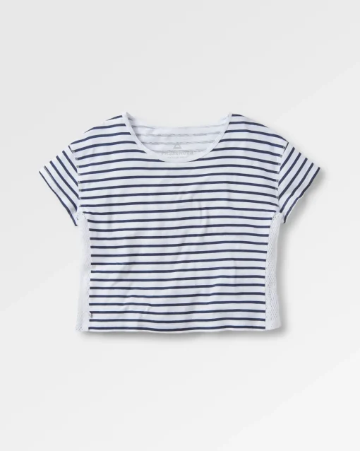Magnolia Recycled Cotton Crochet Trim T-Shirt - Navy Stripe