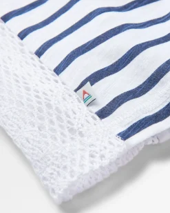 Magnolia Recycled Cotton Crochet Trim T-Shirt - Navy Stripe