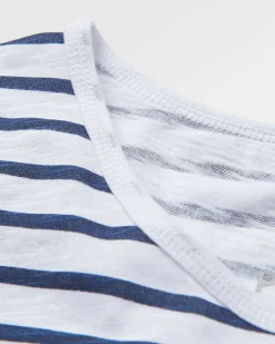 Magnolia Recycled Cotton Crochet Trim T-Shirt - Navy Stripe