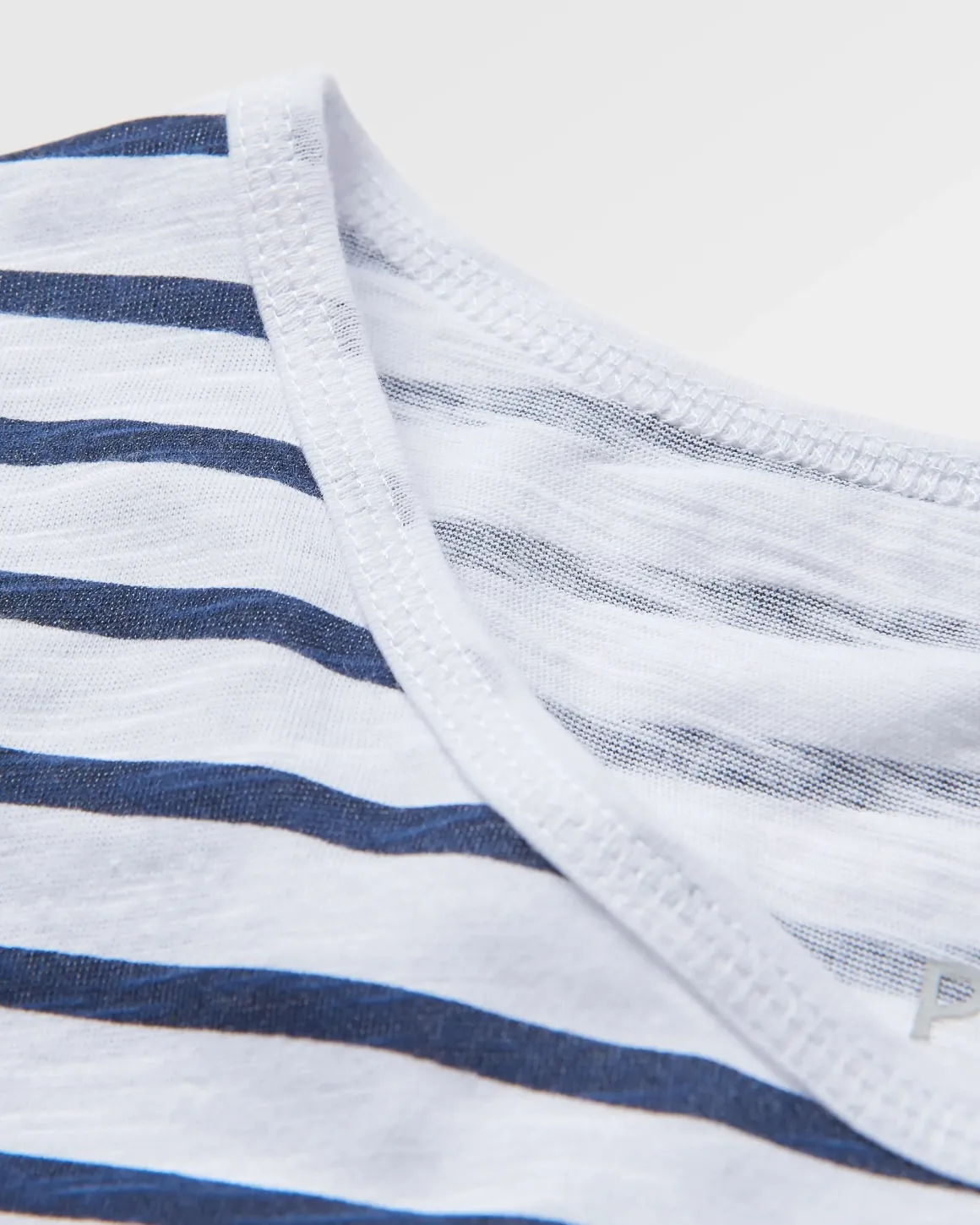 Magnolia Recycled Cotton Crochet Trim T-Shirt - Navy Stripe