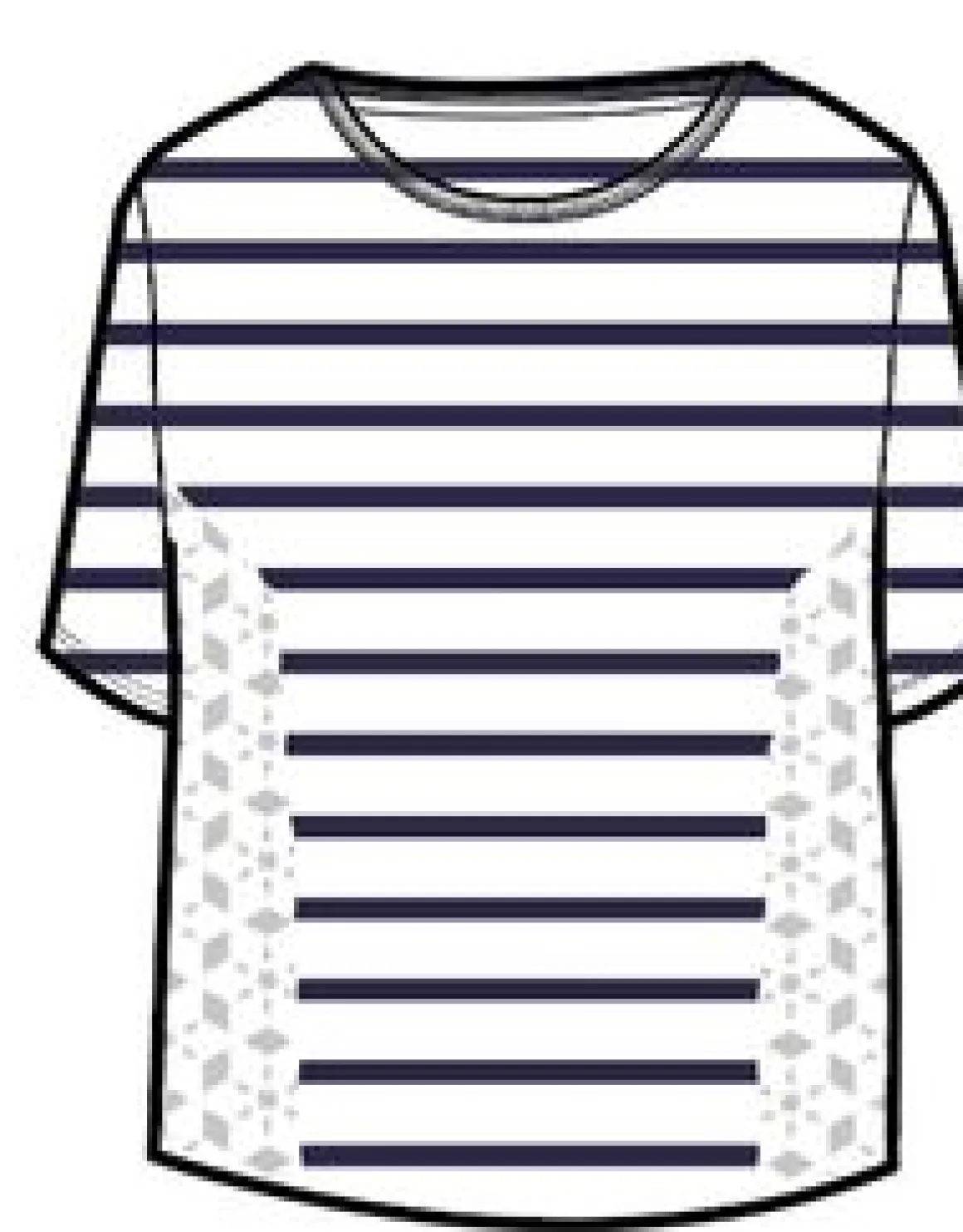 Magnolia Recycled Cotton Crochet Trim T-Shirt - Navy Stripe