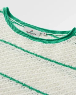 Migrate Organic Knitted Sweater - Green spruce stripe