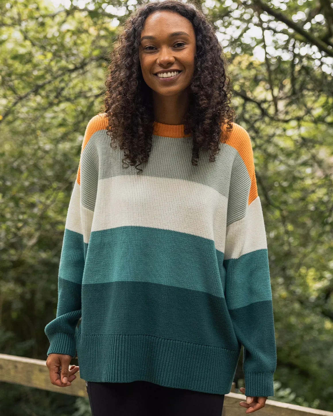 Moments Oversized Organic Knitted Sweater - Multi Stripe