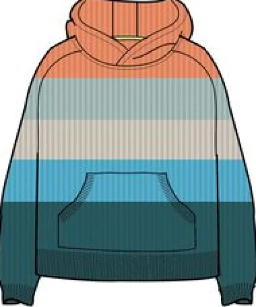 Moments Oversized Organic Cotton Knitted Hoodie - Multi Stripe