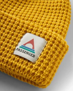 Moss Double Layer Recycled Waffle Beanie - Mustard Yellow