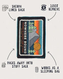 Nomadic Recycled Sherpa Blanket - Black 'Nowhere Bound' Print