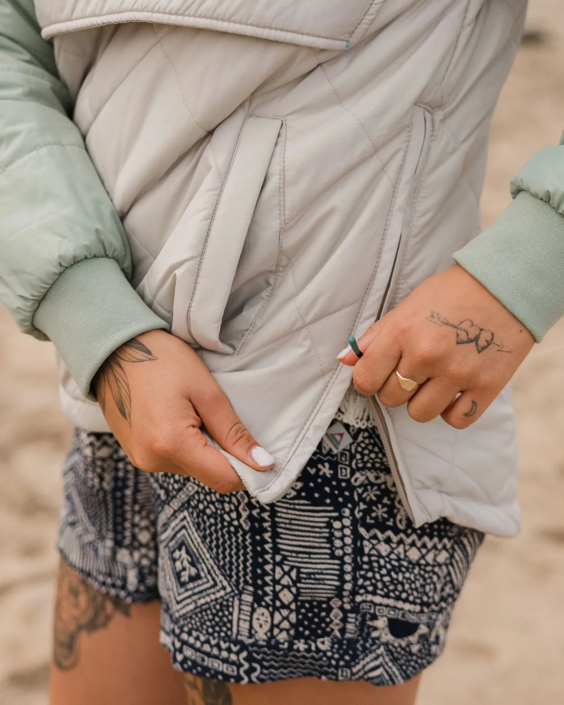 Ocean Recycled Insulated Half Zip Jacket - Pebble Gray