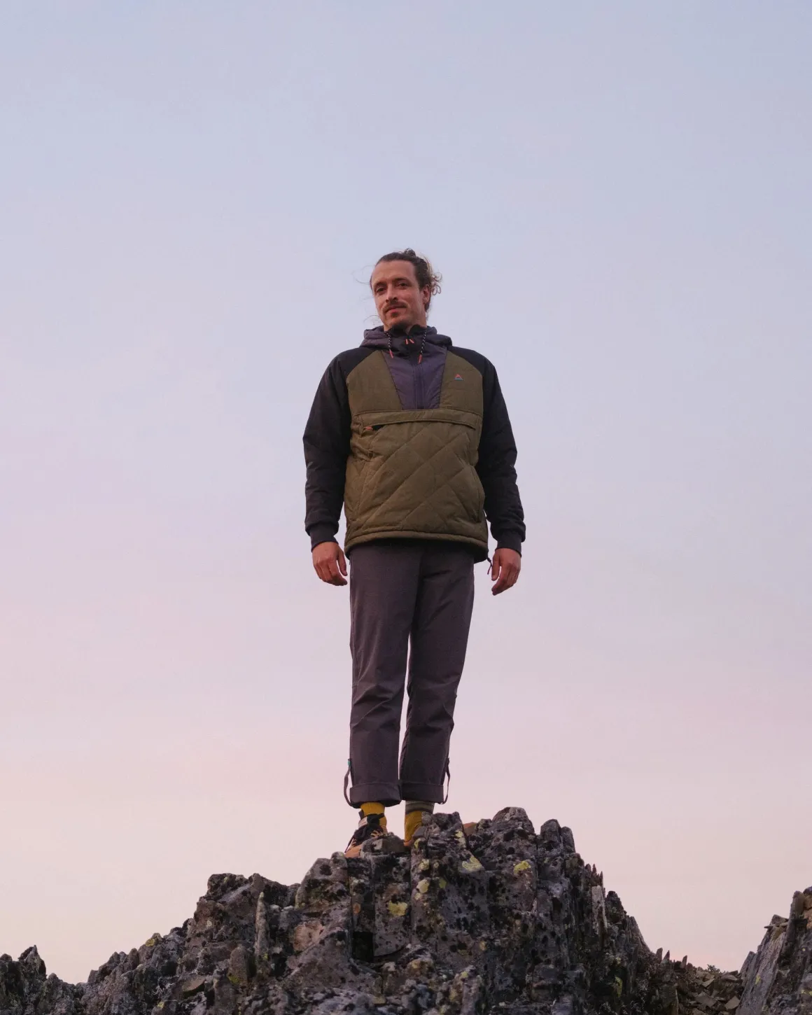 Oceanic Recycled Insulated Half Zip Jacket - Black/Khaki Green