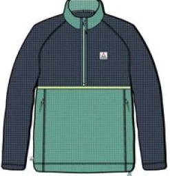 Off Trail Recycled Grid Polar Fleece - Rich Navy/Green Lake