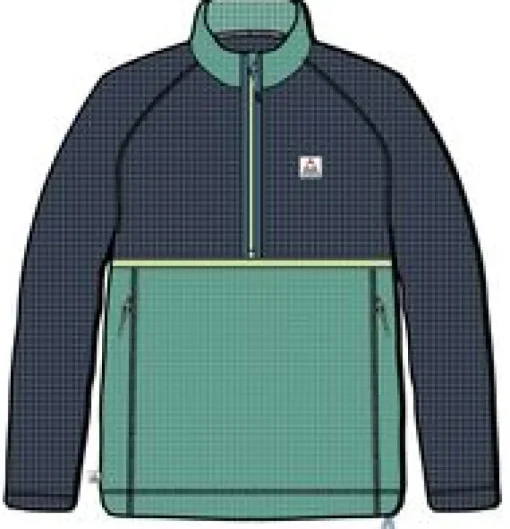 Off Trail Recycled Grid Polar Fleece - Rich Navy/Green Lake