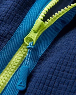 Off Trail Recycled Grid Polar Fleece - Rich Navy/Green Lake