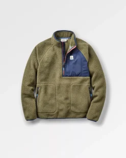 Offgrid 2.0 Half Zip Recycled Sherpa Fleece - Khaki Green