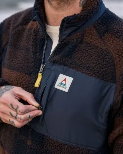 Offroad Recycled Sherpa Half Zip Fleece - Chestnut/Deep Navy Check
