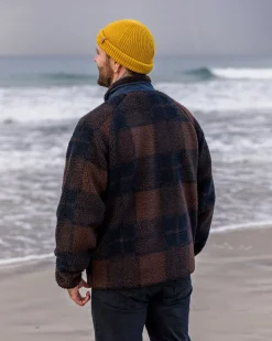 Offroad Recycled Sherpa Half Zip Fleece - Chestnut/Deep Navy Check
