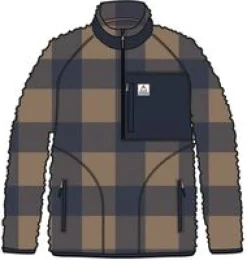 Offroad Recycled Sherpa Half Zip Fleece - Toffee/Rich Navy Buffalo