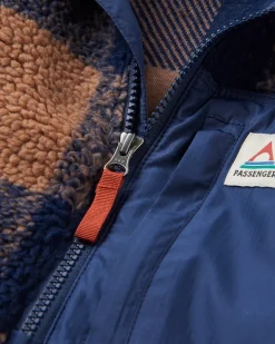 Offroad Recycled Sherpa Half Zip Fleece - Toffee/Rich Navy Buffalo