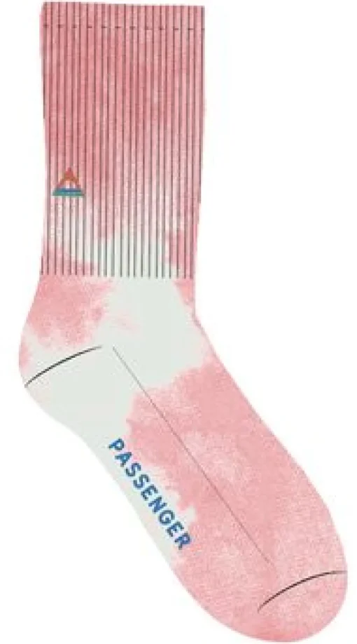 Organic Mid-weight Crew Socks - Tie Dye Shell Pink
