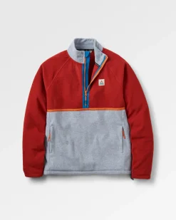 Overlook Recycled Grid Polar Fleece - Red Ochre/Grey Marl