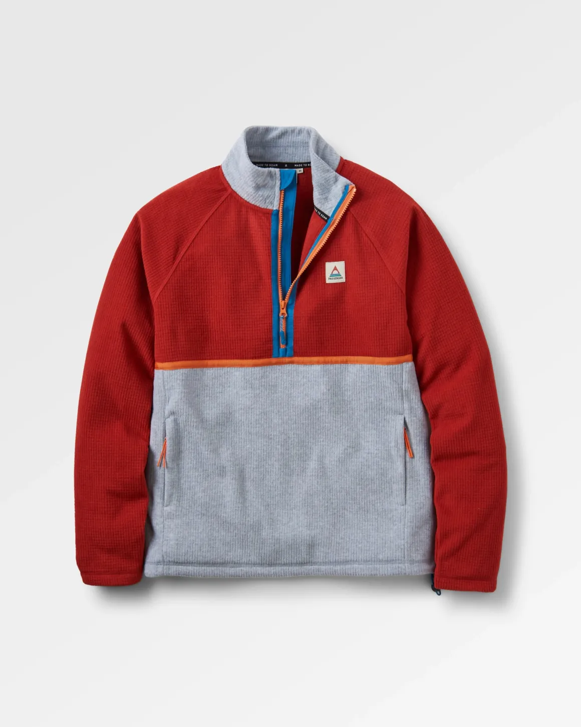 Overlook Recycled Grid Polar Fleece - Red Ochre/Grey Marl