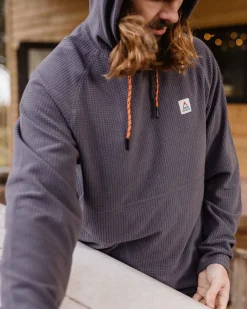 Point Recycled Grid Polar Fleece Hoodie - Charcoal