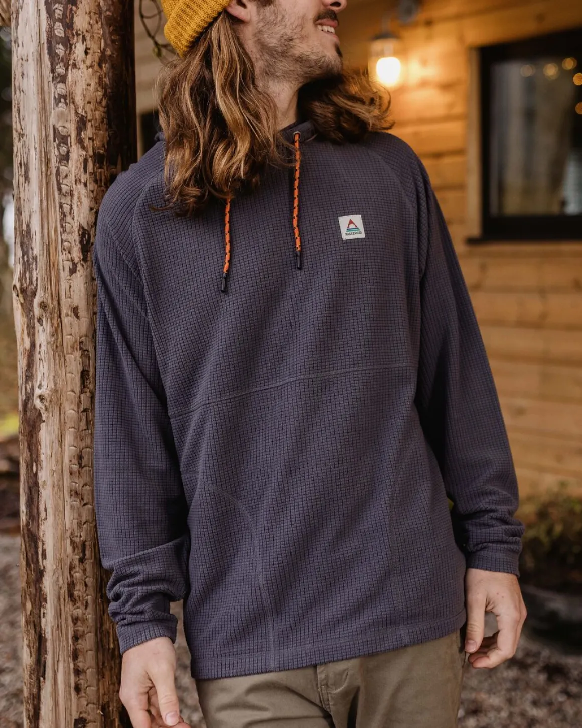 Point Recycled Grid Polar Fleece Hoodie - Charcoal