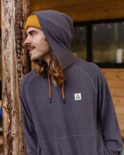 Point Recycled Grid Polar Fleece Hoodie - Charcoal