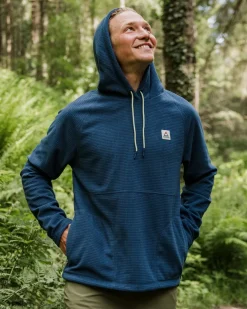 Point Recycled Grid Polar Fleece Hoodie - Dark Denim