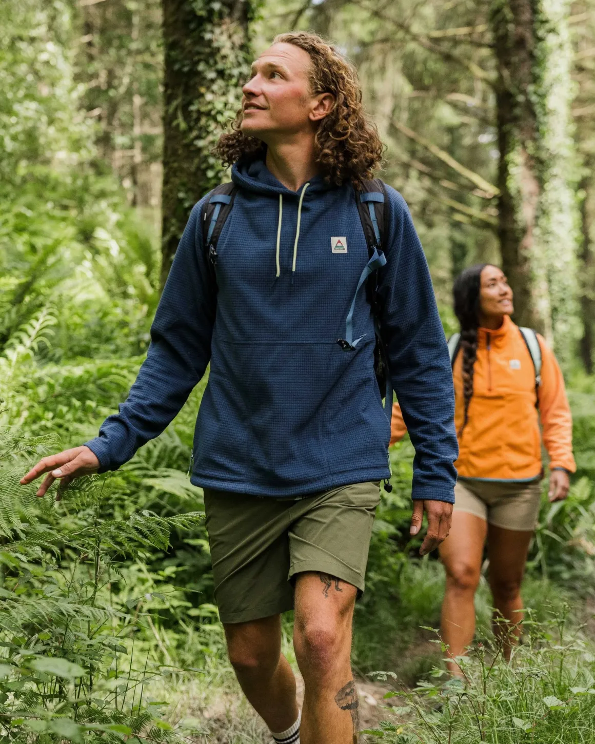 Point Recycled Grid Polar Fleece Hoodie - Dark Denim