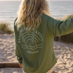 Rainbow Recycled Cotton Oversized Sweatshirt - Dark Ivy