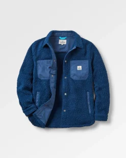 Rappel Recycled Sherpa Oversized Shirt - Dark Denim