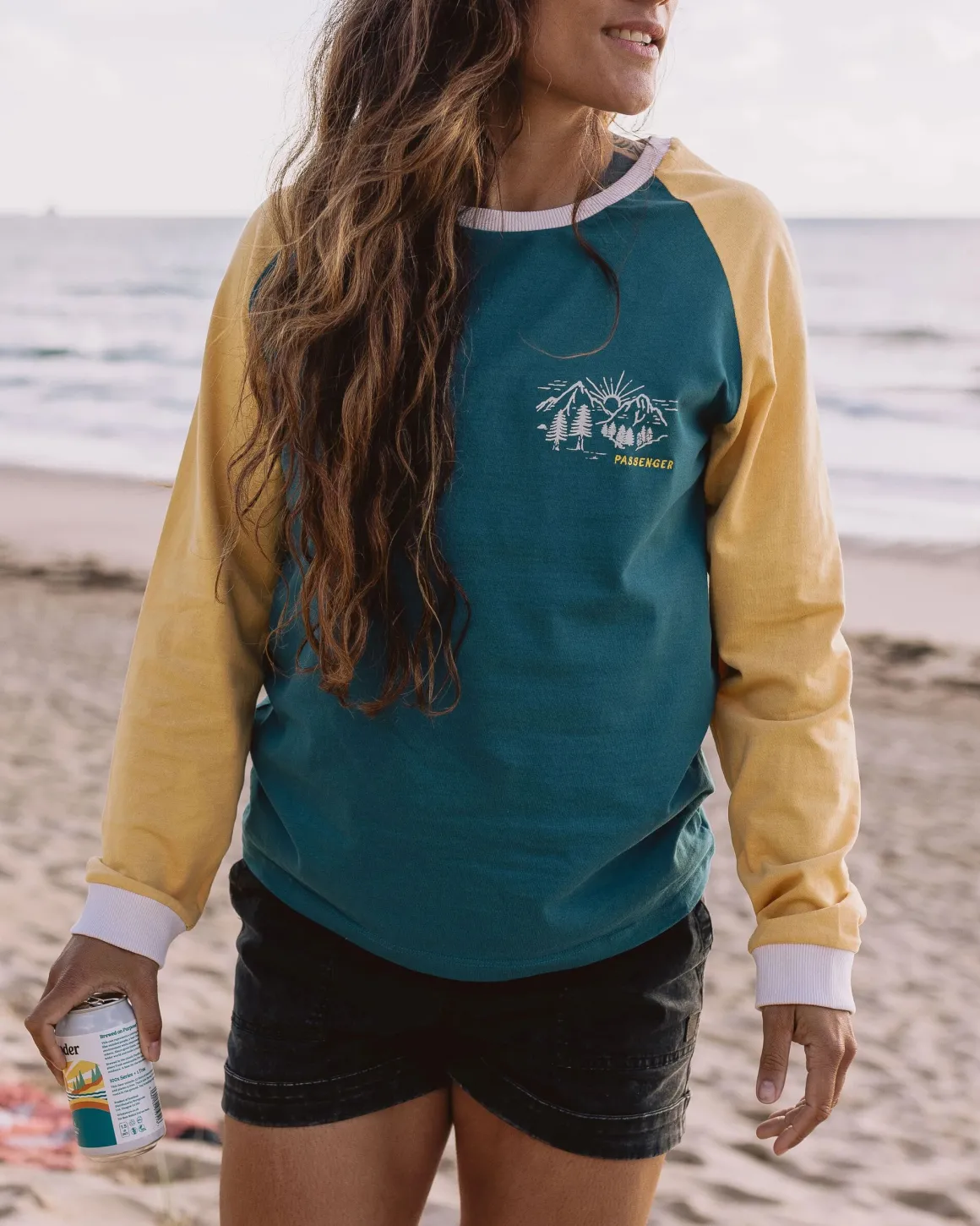 Riser Recycled Cotton Long Sleeve T-Shirt - Blue Coral