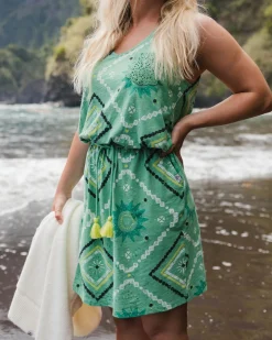 Rivergate Recycled Cotton Dress - Sunburst Green Spruce