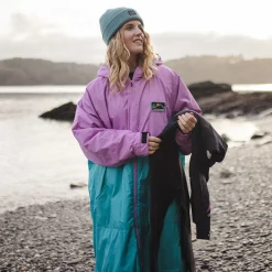 Roaming Recycled Sherpa Lined Changing Robe - Viridian Green/Orchid