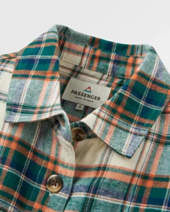 Rootsy Organic Cotton Long Sleeve Shirt - Birch/Rain Forest Check