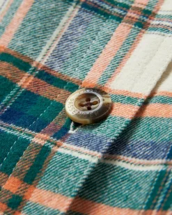 Rootsy Organic Cotton Long Sleeve Shirt - Birch/Rain Forest Check