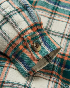 Rootsy Organic Cotton Long Sleeve Shirt - Birch/Rain Forest Check