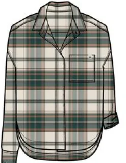 Rootsy Organic Cotton Long Sleeve Shirt - Birch/Rain Forest Check