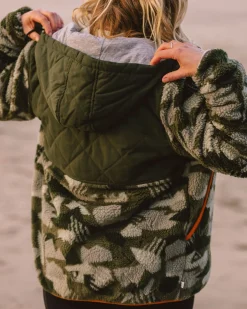 Sefton Recycled Deep-Pile Sherpa Full Zip Fleece - Fir Tree