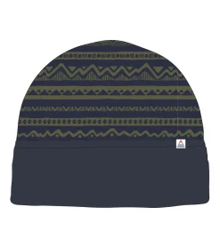 Set Off Recycled Polar Fleece Beanie - Mountain Geo Khaki Green/Rich Navy
