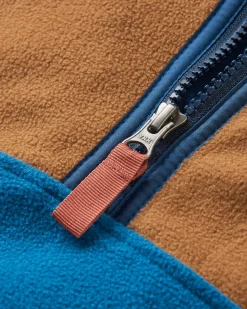 Set Off Recycled Polar Hooded Fleece - Toffee/Blue Steel