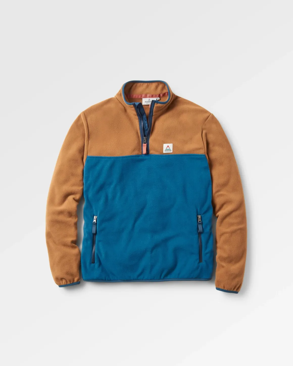 Set Off Recycled Polar Quarter Zip Fleece - Toffee/Blue Steel
