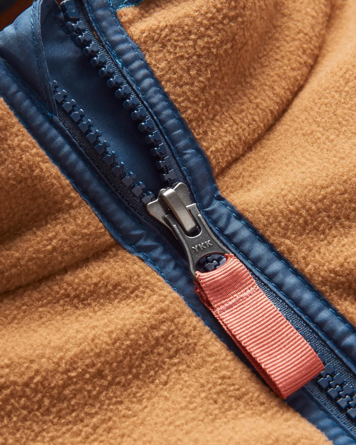 Set Off Recycled Polar Quarter Zip Fleece - Toffee/Blue Steel