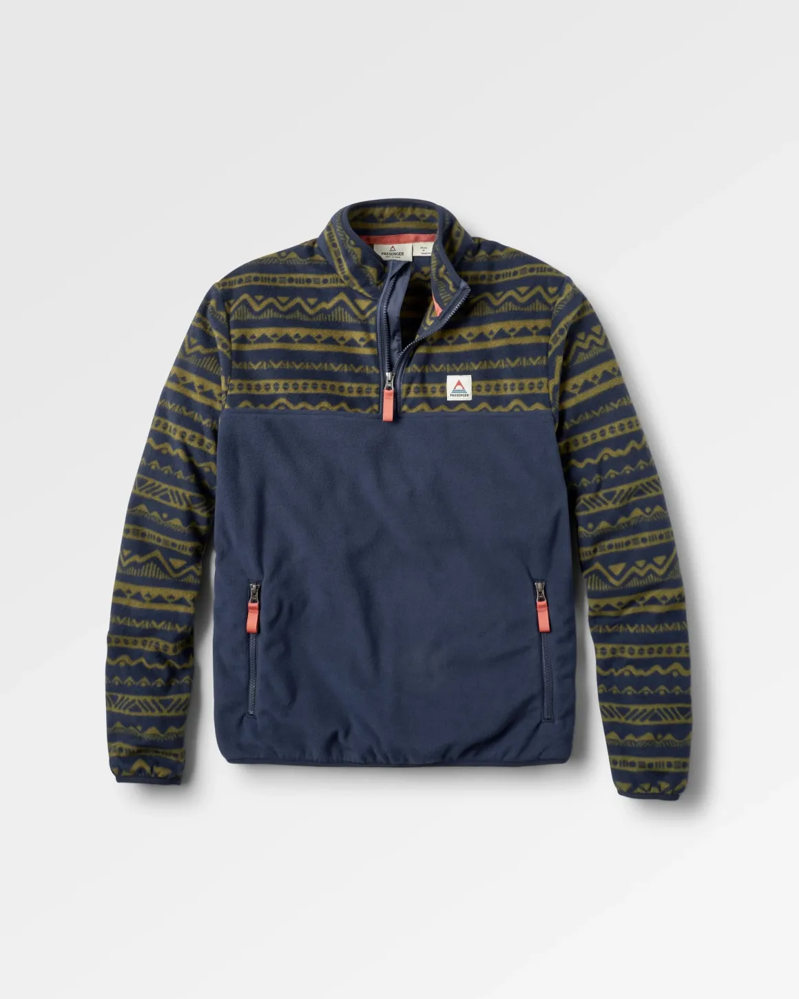 Set Off Recycled Polar Quarter Zip Fleece - Mountain Geo Khaki/Rich Navy