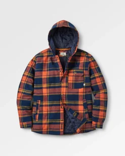 Sherwood Check Hooded Shirt Jacket - Rich Navy/Burnt Orange