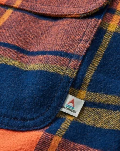 Sherwood Check Hooded Shirt Jacket - Rich Navy/Burnt Orange