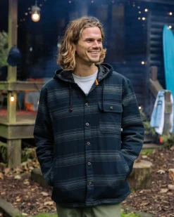 Sherwood Check Hooded Shirt Jacket - Black Stripe