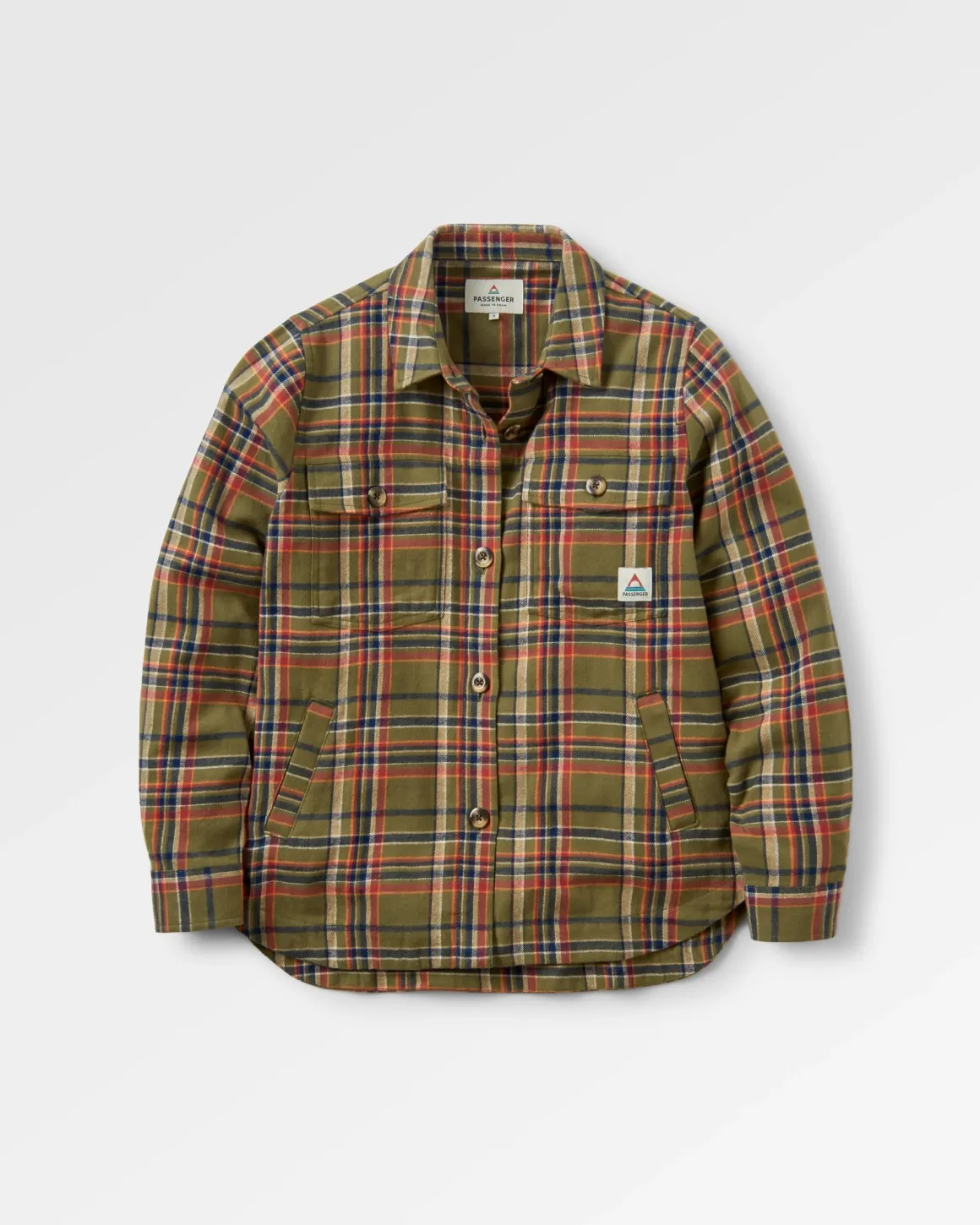 Stella Organic Cotton Long Sleeve Shirt - Khaki Green Check