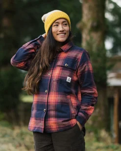 Stella Organic Cotton Long Sleeve Shirt - Rich Navy/ Red Ochre Check