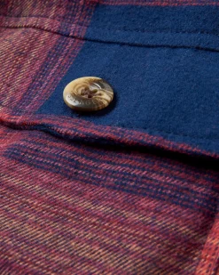 Stella Organic Cotton Long Sleeve Shirt - Rich Navy/ Red Ochre Check