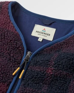 Tawny Recycled Deep-Pile Sherpa Jacket - Deep Plum/Deep Navy Check